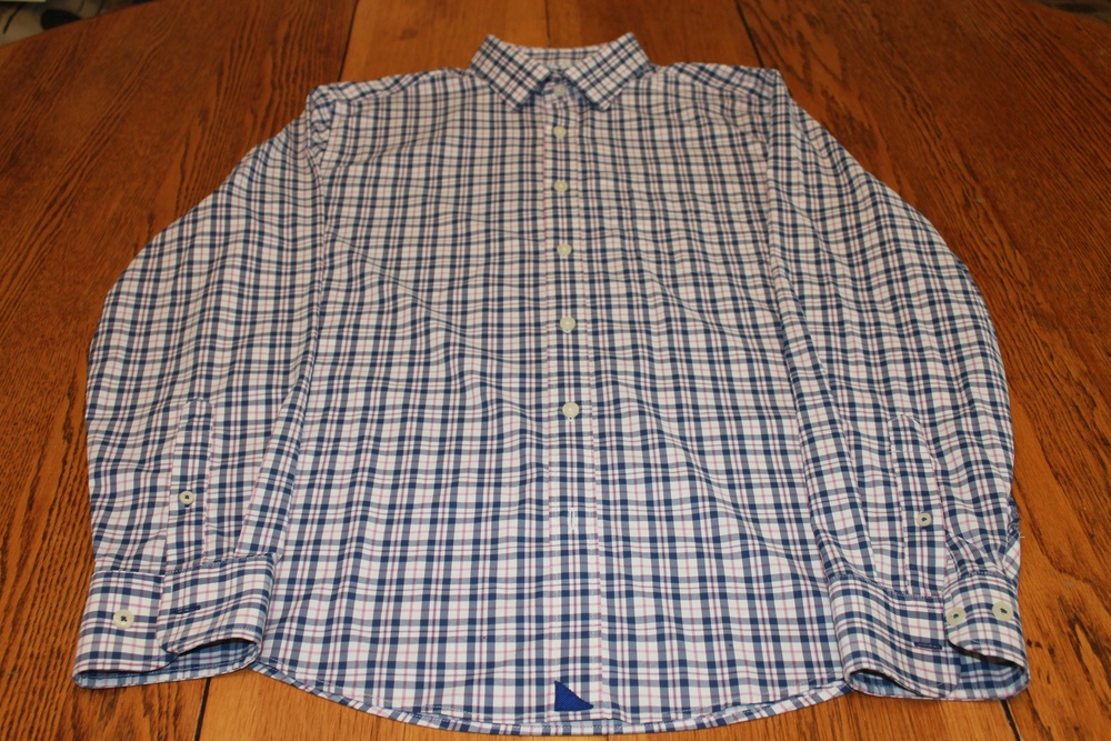 Untuckit Shirt Mens XL Blue White Plaid Long Sleeve Button Down Slim Fit Casual